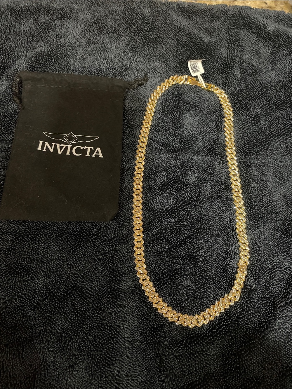 Invicta Gold Cuban Link Chain Necklace